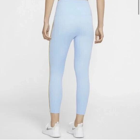 Nike Dri Fit Vintage Vinyasa 7/8 Leggings Sky Blue Rainbow Stripe Size Small - Picture 3 of 8